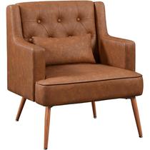 Cadeira de Destaque Yaheetech Estilo Mid Century em Couro PU Marrom Cadeira de Destaque Yaheetech Estilo Mid Century em Couro PU Marrom