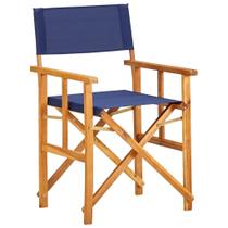 Cadeira de diretor vidaXL Solid Acacia Wood Blue Dobrável Cadeira de diretor vidaXL Solid Acacia Wood Blue Dobrável
