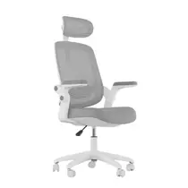 Cadeira de Escritório Astra Giratória Branca e Cinza Elements Ergonômica Reclinável