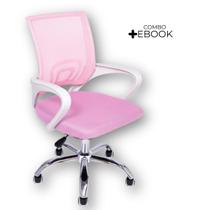 Cadeira de Escritório Begonia Tela Mesh Ergonômica Rosa com Ebook