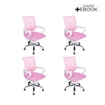 Cadeira de Escritório Begonia Tela Mesh Ergonômica Rosa com Ebook Cadeira de Escritório Begonia Tela Mesh Ergonômica Rosa com Ebook