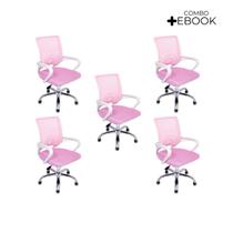 Cadeira de Escritório Begonia Tela Mesh Ergonômica Rosa com Ebook Cadeira de Escritório Begonia Tela Mesh Ergonômica Rosa com Ebook