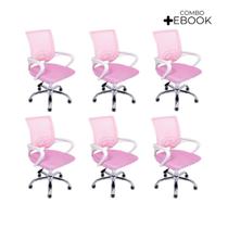 Cadeira de Escritório Begonia Tela Mesh Ergonômica Rosa com Ebook Cadeira de Escritório Begonia Tela Mesh Ergonômica Rosa com Ebook