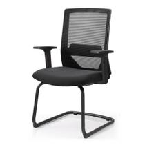 Cadeira de Escritório Chicago Rivatti Tela Mesh Preta e Base Fixa em Aço Preto