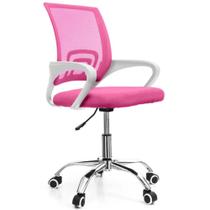 Cadeira de Escritório com Base Cromada Prizi Essencial - Rosa