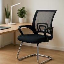 Cadeira de Escritório Detroit Com Base Fixa Preta Tela Mesh