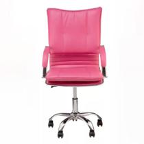 Cadeira de Escritório Diretor Desenho Italiano Steven em Aço Cromado Base Giratória Pink G31 - Gran belo