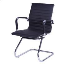 Cadeira De Escritório Diretor Ergonômica Base Fixa Cromada Revestimento P.U Preto
