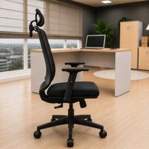 Cadeira de Escritório Diretor Ergonômica Giratória Reclinável Apoio Cabeça Regulagem Altura Netflex Preto Cadeira de Escritório Diretor Ergonômica Giratória Reclinável Apoio Cabeça Regulagem Altura Netflex Preto