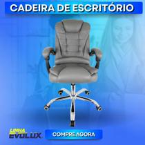 Cadeira de Escritório Diretor Giratória Office CEO Cinza Para Trabalhar Luxo Minimalista - EVOLUX