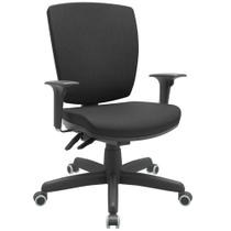 Cadeira de Escritório Diretor Office Base Giratória Preto Alta Flexi P03 Poliéster Preto - Lyam