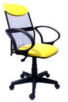 Cadeira de Escritório Diretor Pistão a gás preta corano amarelo - RB Cadeiras