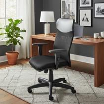 Cadeira de Escritório Diretor Tela, Base Giratória Relax Reclinável e Braços Reguláveis, tecido na cor Preto