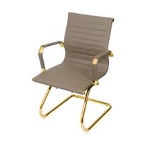 Cadeira De Escritório Eames Caramelo - Fixa Dourado Brilho