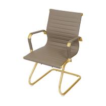 Cadeira De Escritório Eames Caramelo - Fixa Dourado Matte