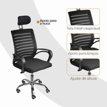 Cadeira de Escritório Ergonômica Diretor Roma com Apoio de Cabeça e Tela Mesh Cadeira de Escritório Ergonômica Diretor Roma com Apoio de Cabeça e Tela Mesh