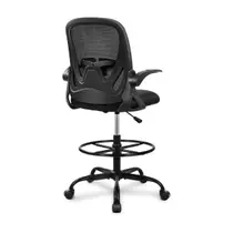 Cadeira De Escritório Ergonômica Executiva Braços Dobráveis Anel De Apoio Para Pés Ajustável Bq01 Suporte Lombar Cor Preta Luvinco