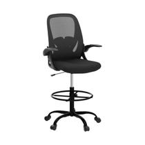 Cadeira De Escritório Ergonômica Executiva Braços Dobráveis Anel De Apoio Para Pés Ajustável Bq01 Suporte Lombar Cor Preta Luvinco