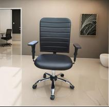 Cadeira de Escritório Ergonômica Executiva Diretor Secretária Giratória Preta com Rodinha Costura Encosto Esteirinha Cromada Home Office Consultório - ASG Cadeiras Cadeira de Escritório Ergonômica Executiva Diretor Secretária Giratória Preta com Rodinha Costura Encosto Esteirinha Cromada Home Office Consultório - ASG Cadeiras