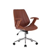 Cadeira de Escritório Ergonômica Giratória Couro Fratini Kopenhagen Diretor Office Marrom