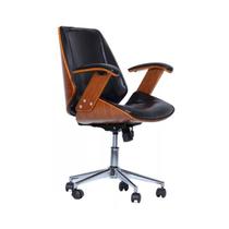 Cadeira de Escritório Ergonômica Giratória Diretor Executiva Couro Lisboa Rivatti Office Marrom / Preta