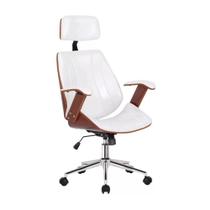 Cadeira de Escritório Ergonômica Giratória Fratini Kopenhagen Presidente Apoio Cabeça Office Branca