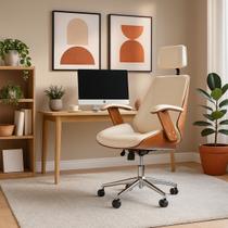 Cadeira de Escritório Ergonômica Giratória Moderna Alta Presidente Lisboa Apoio Cabeça Office Bege Cadeira de Escritório Ergonômica Giratória Moderna Alta Presidente Lisboa Apoio Cabeça Office Bege