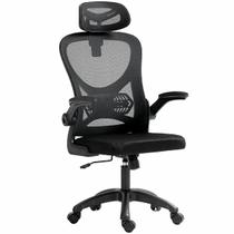 Cadeira De Escritório Ergonômica Giratória Tela Mesh Apoio Lombar Encosto Cabeça Ajustável Preta Estocasa Preto Malha