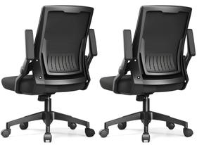 Cadeira de Escritório Ergonômica GTPLAYER com Encosto em Tela e Descanso de Braço Dobrável 2 Unidades Cadeira de Escritório Ergonômica GTPLAYER com Encosto em Tela e Descanso de Braço Dobrável 2 Unidades