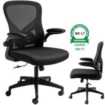 Cadeira De Escritório Ergonômica Laudo NR17 Espuma Injetada Regulagem De Altura Ajuste Lombar Estofado Respirável Em Mesh Braços Retrátil Marca Brin7