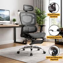 Cadeira De Escritório Ergonômica Malha Respirável Com Suporte Lombar Adaptável Apoio Para Pés Cadeira De Escritório Ergonômica Malha Respirável Com Suporte Lombar Adaptável Apoio Para Pés