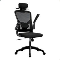 Cadeira de Escritório Ergonômica Mesh Reclinável, Giratória, com Apoio de Cabeça e Lombar, Cabide Embutido, Regulagem de Altura, Base Reforçada