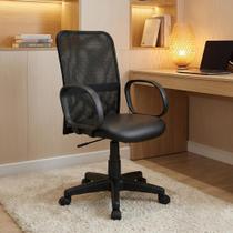 Cadeira de Escritório Ergonômica NR17 Confortável Home Office Executiva Apoio Lombar Braços Trabalho Giratória Diretor Tela Mesh Preta Com Rodinha