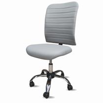 Cadeira de Escritório Ergonômica NR17 S/Braços Cinza Altura Regulável Home Office Giratória Cromada