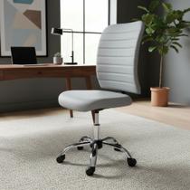 Cadeira de Escritório Ergonômica NR17 S/Braços Cinza Altura Regulável Home Office Giratória Cromada