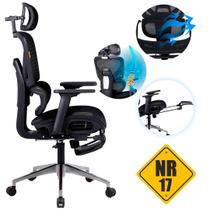 Cadeira de Escritório Ergonômica President Standard Prime Apoio de Pé Pistão a Gás Classe 3 até 120kg Mesh Ajuste de cabeça braço encosto e inclinação Cadeira de Escritório Ergonômica President Standard Prime Apoio de Pé Pistão a Gás Classe 3 até 120kg Mesh Ajuste de cabeça braço encosto e inclinação