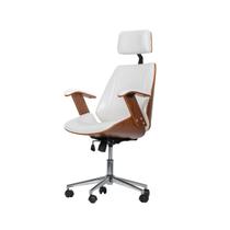 Cadeira de Escritório Ergonômica Presidente Giratória Office Lisboa Madeira Rivatti Branca