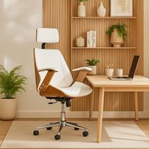 Cadeira de Escritório Ergonômica Presidente Giratória Office Lisboa Madeira Rivatti Branca Cadeira de Escritório Ergonômica Presidente Giratória Office Lisboa Madeira Rivatti Branca