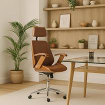 Cadeira de Escritório Ergonômica Presidente Giratória Office Lisboa Madeira Rivatti Marrom Cadeira de Escritório Ergonômica Presidente Giratória Office Lisboa Madeira Rivatti Marrom