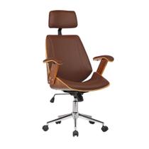 Cadeira de Escritório Ergonômica Presidente Giratória Office Lisboa Madeira Rivatti Marrom
