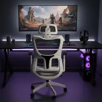 Cadeira de Escritório Ergonômica Presidente Giratória Premium Apoio de Pés Branca e Preta