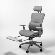 Cadeira de Escritório Ergonômica Presidente Giratória Premium Apoio de Pés Cinza
