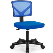 Cadeira de escritório ergonômica Sweetcrispy em tela, sem braços, azul