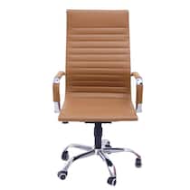 Cadeira de Escritório Esteirinha Base Cromada com Rodinha Fortt Praga Marrom - CEF02-M Cadeira de Escritório Esteirinha Base Cromada com Rodinha Fortt Praga Marrom - CEF02-M