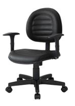 Cadeira de Escritório Executiva Giratória com Costura Couro Preto - Qualiflex Cadeira de Escritório Executiva Giratória com Costura Couro Preto - Qualiflex