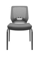 Cadeira de Escritório Fixa Aproximação 4 pés Beezi Base Preta Assento Facto Grafite e Encosto Cinza PLAXMETAL