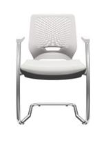 Cadeira de Escritório Fixa Aproximação Beezi Base Cromada em S com Braços Encosto Branco Assento Facto Branca PLAXMETAL