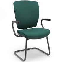 Cadeira de Escritório Fixa Executiva Office Preto Slim Alta Flexi P03 Poliéster Verde - Lyam