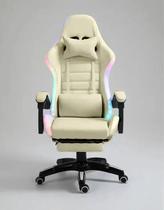 Cadeira de Escritório Gamer Gamers Reclinável Jogos com Conforto Cabeça e Lombar Apoio Pés C7 Neo RGB LED