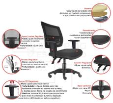 Cadeira de Escritorio Giratória Brizza Executiva Braço Regulavel Back System Plaxmetal